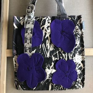 Andy Warhol Purple Flowers Tote Bag NWT